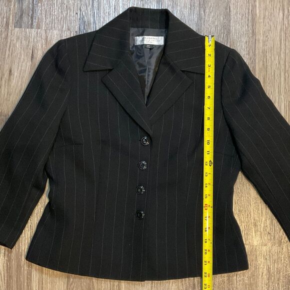 Tahari Arthur S Levine Black Pinstripe Blazer‎ Suit Jacket Sz 10P Petite - Picture 7 of 8